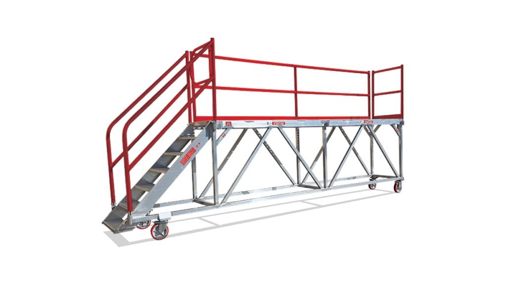 Industrial worker on an elevated access platform